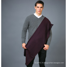 Écharpe 100% en laine pour hommes en écharpe en laine à laine de couleur unie